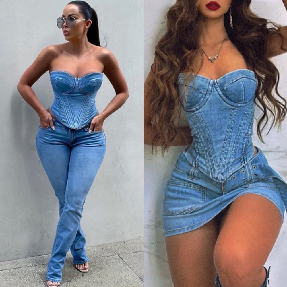 Fashion Nova Strapless Denim Bustier